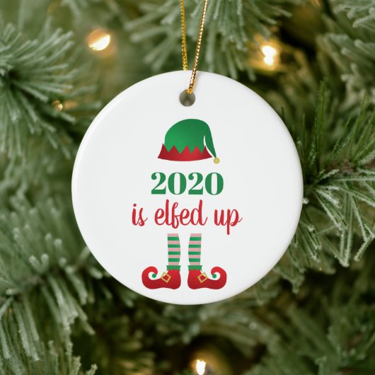 2020 is opgevoed met grappig kerstfeest Gezegde gr Keramisch Ornament (Boom)