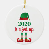 2020 is opgevoed met grappig kerstfeest Gezegde gr Keramisch Ornament (Voorkant)