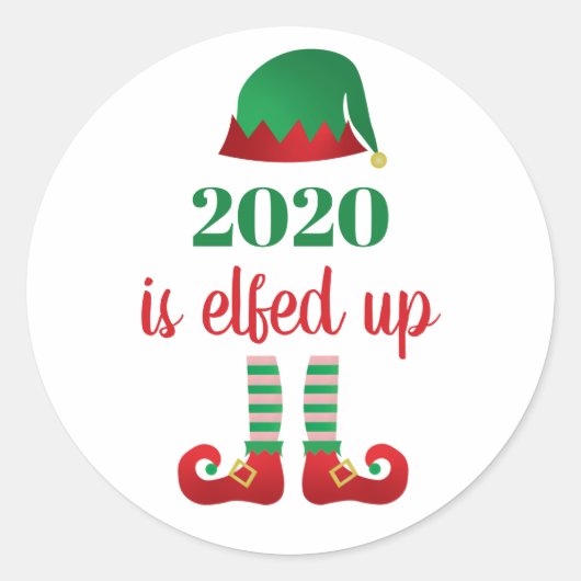 2020 is opgevoed met grappig kerstGezegde Elf Red Ronde Sticker (Voorkant)