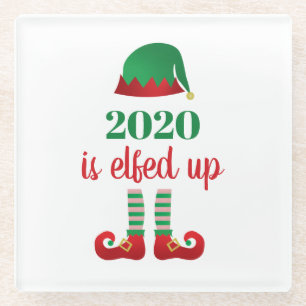 2020 is opgevoed met grappig kerstGezegde Glazen Onderzetter
