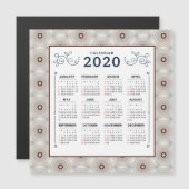 2020 jaar Calendar Red White Pattern Magnet (Voorkant / Achterkant)