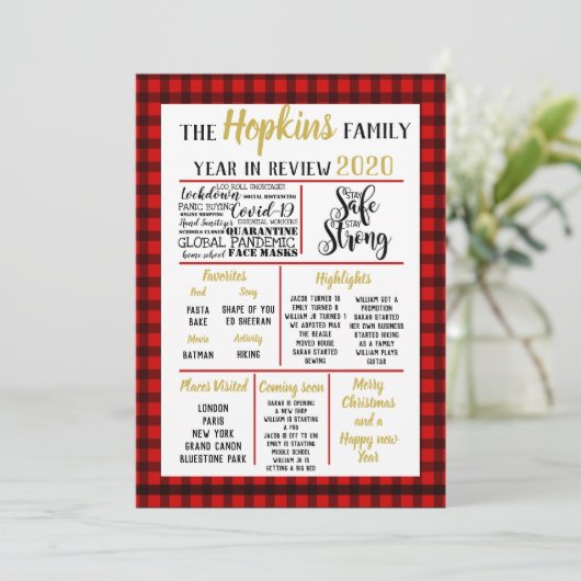 2020 jaar in de review, familie evenementen Kerst  Feestdagenkaart (Staand voorkant)