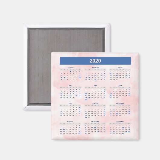 2020 Jaar Kalender Ombre Magneet (Voorkant / Achterkant)