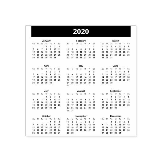 2020 Jaar Kalender Rubberstempel (Afrduk)