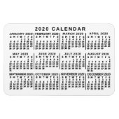 2020 Jaar Maandelijkse Kalender Klassieke Wit en Z Magneet (Horizontaal)