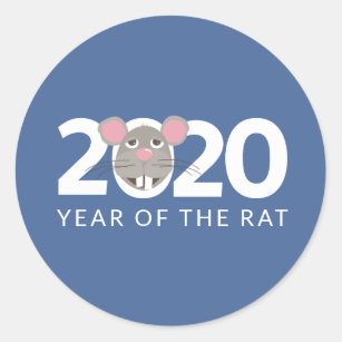 2020 jaar rattensticker ronde sticker