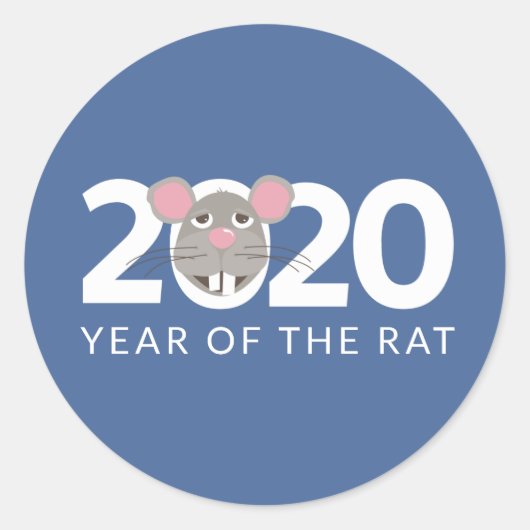 2020 jaar rattensticker ronde sticker (Voorkant)