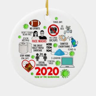 2020 Jaar van de Quarantine Pandemic Kerstmis Keramisch Ornament