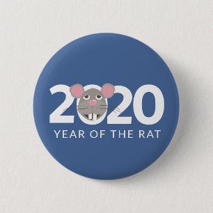 2020 jaar van het klassieke blauw van de rat ronde button 5,7 cm