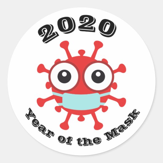 2020 Jaar van het Masker Ronde Sticker (Voorkant)