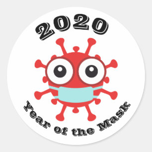 2020 Jaar van het Masker Ronde Sticker
