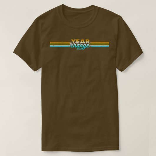 2020 Jaar van Verandering Retro Stripes Chrome T-shirt (Design voorkant)