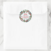 2020 Jaar We bleven thuis Holly Wreath Kerstmis Ronde Sticker (Tas)