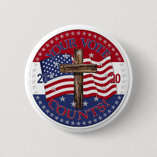 2020 Je stem telt de vlag van de VS en het buitenl Ronde Button 5,7 Cm