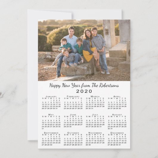 2020 Kalender 2 Aangepaste Foto's Gelukkig Nieuwja Feestdagenkaart (Voorkant)