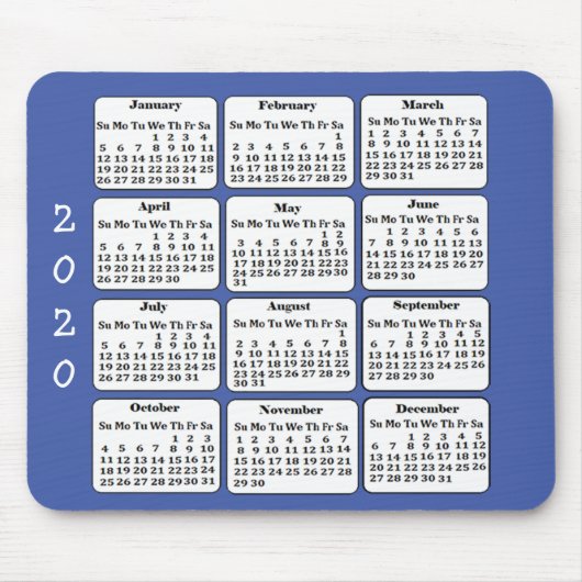 2020-kalender - Aangepaste Kantoor voor kleuren Muismat (Voorkant)