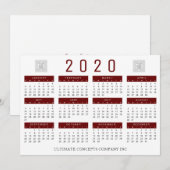 2020 Kalender Bedrijf Logo en Naam Feestdagenkaart (Voorkant / Achterkant)