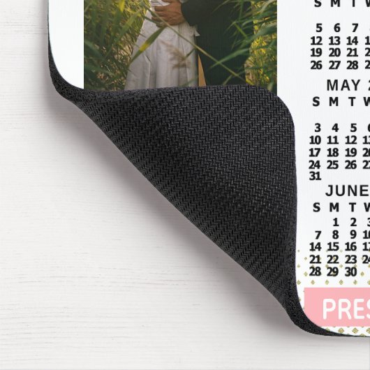 2020 Kalender Blush Pink Gold Family Foto Collage Muismat (Hoek)