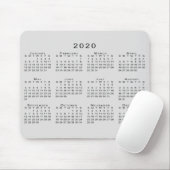 2020 Kalender, eenvoudig grijs en zwart Muismat (Met muis)