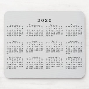 2020 Kalender, eenvoudig grijs en zwart Muismat
