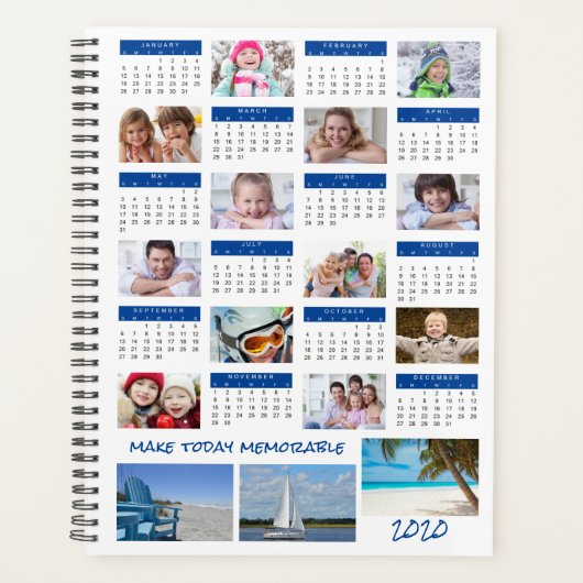 2020 Kalender Foto Collage Blauw Planner (Voorkant)