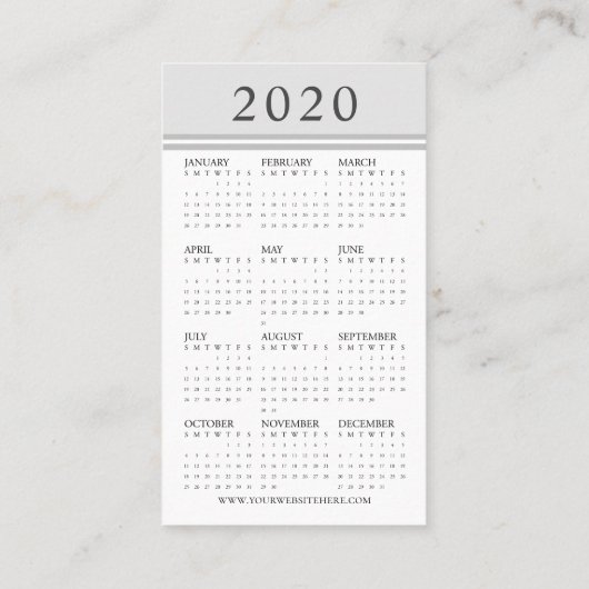 2020 Kalender Logo Company Visitekaartje (Achterkant)