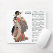 2020-kalender met  Japanse afdrukken Muismat (Met muis)