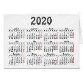 2020 kalender sjabloon Kaart (Voorkant Horizontaal)