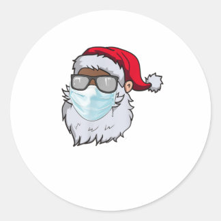 2020 Kerstman met gezichtsmasker zwart-Afrikaans Ronde Sticker