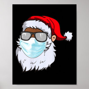 2020 Kerstman met gezichtsmasker zwart Afro-Amerik Poster