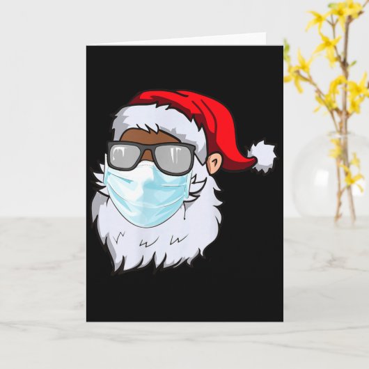 2020 Kerstman met gezichtsmasker Zwarte Afro-Ameri Kaart (Gele Bloem)