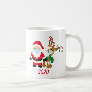 2020 Kerstmis Covid Rendier Sinterklaas met Mondka Koffiemok