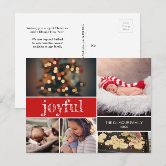 2020 Kerstmis geboorteaankondiging Dank u Feestdagenkaart (Voorkant / Achterkant)