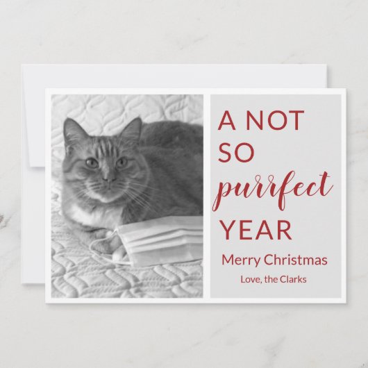 2020 Kerstmis niet zo perfect jaar grappige kat/hu Feestdagenkaart (Voorkant)
