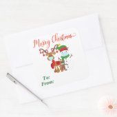 2020 Kerstmis Rendier Sneeuwman Gezichtsmasker Gif Vierkante Sticker (Envelop)