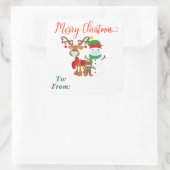 2020 Kerstmis Rendier Sneeuwman Gezichtsmasker Gif Vierkante Sticker (Tas)