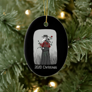 2020 Kerstsieraad Plague Doctor Red Roses Keramisch Ornament