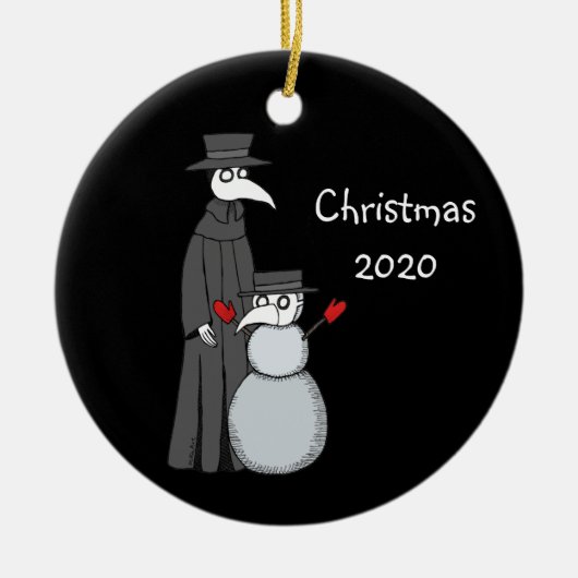 2020 Kerstsieraad Plague Doctor Snowman Keramisch Ornament (Voorkant)