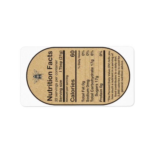 2020 Kraft Oval Honeybee Nutrition Facts Label (Voorkant)