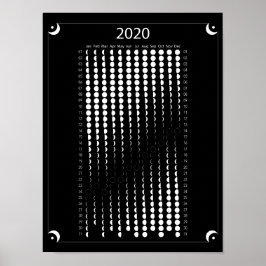 2020 Maan Kalender - Zwart Poster