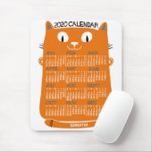 2020 Maandelijkse kalender Oranje kat uit de midde Muismat (Met muis)