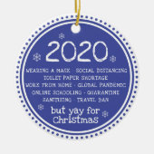 2020, maar ja voor kerstblauw keramisch ornament (Voorkant)