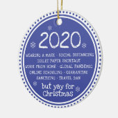 2020, maar ja voor kerstblauw keramisch ornament (Links)
