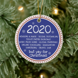 2020, maar ja voor kerstrood blauw keramisch ornament