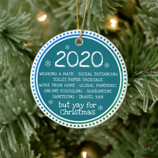 2020, maar Jay voor Kerstmis Blauwgroen Keramisch Ornament (Boom)