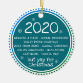 2020, maar Jay voor Kerstmis Blauwgroen Keramisch Ornament (Voorkant)
