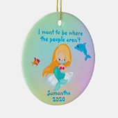 2020 Mermaid Face Mask where the People are Keramisch Ornament (Rechts)