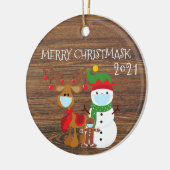 2020 Merry Christmask Reindeer Quarantine hout Keramisch Ornament (Links)