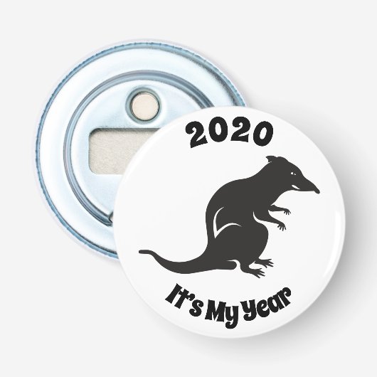 2020 Mijn Rat Jaar Button Flesopener (Voorkant)