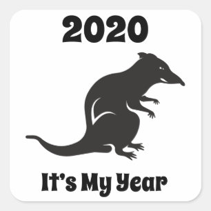 2020 Mijn Rat Jaar Vierkante Sticker